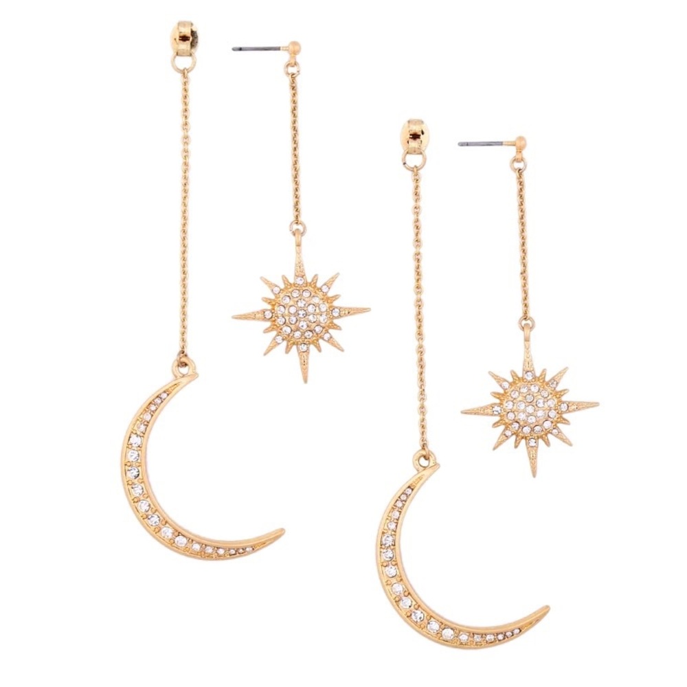 ✨Moon and Sun Gold Earrings - Picture 6 of 8